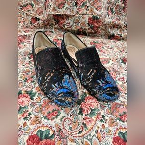 Women's Vince Camuto Black & Multicolor Lindgren Velvet Loafers Size 6.5